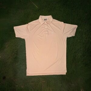 FootJoy FJ Men's M Polo Short Sleeve Collared Shirt Peach Embroidered